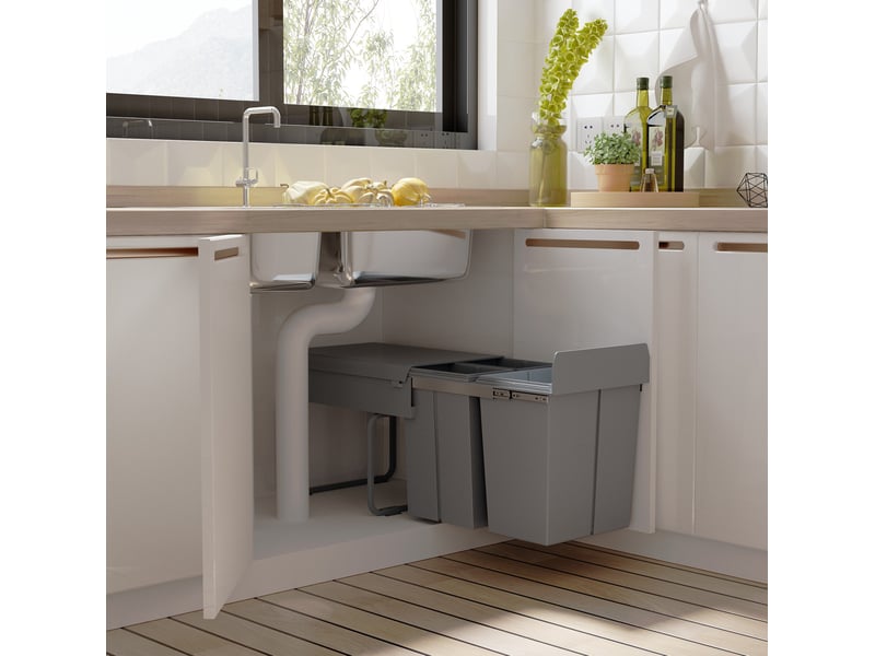  Poubelle encastrable coulissante tri sélectif 40 l evryae  - Conforama B
