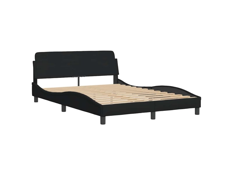  Lit double- lit adulte -  cadre de lit dover noir 135 x 190 cm en tissu  - Conforama B