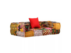 Coussins de sol poufs modulaire chaise longue en tissu 2 places en tissu patchwork dec021231