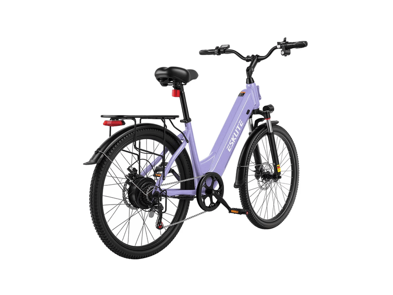  Vélo électrique de ville eskute c202, step-through 26, 48v 17.5ah, 7 vitesses, violet  - Conforama C