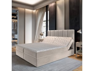 Lit avec rangement 180x200 cm <strong>MASSENO</strong>  <strong></strong> coloris beige