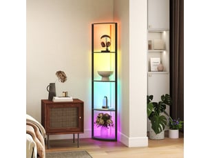 Lampadaire led rgb avec étagère et télécommande 163 cm noir homvra