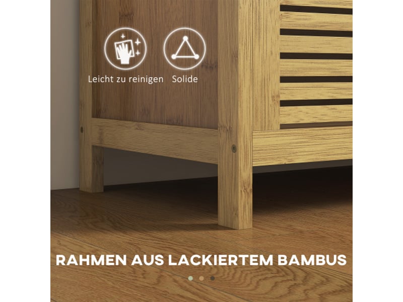  Banc à chaussures en bambou 100x40x60 cm avec couvercle rabattable et étagère, pour entrée  - Conforama E
