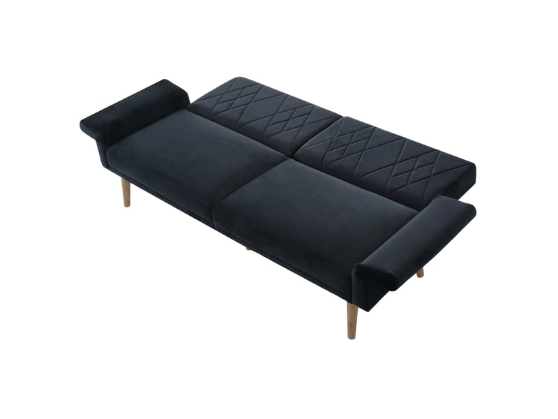  Canapé convertible modenvie 2 places en velours noir 180 x 75 x 82 cm  - Conforama A