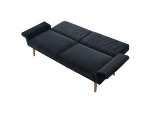 Canapé droit convertible <strong>MODENVIE</strong> <strong></strong> 2 places Velours noir