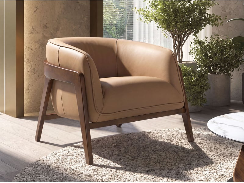  Fauteuil en cuir marron 5197 - Conforama B