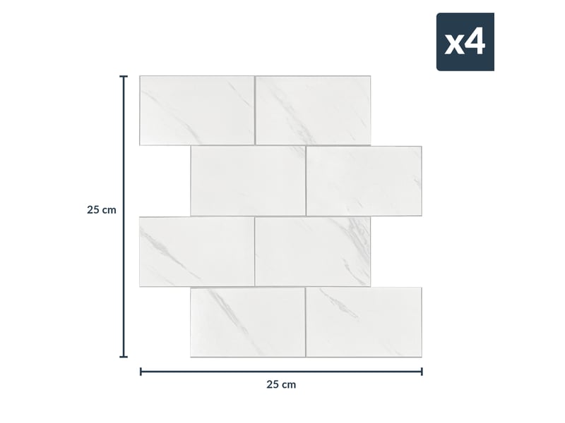  Crédence adhésive murale 3d  - effet carrelage 4 pièces 25x25 cm  - Conforama C