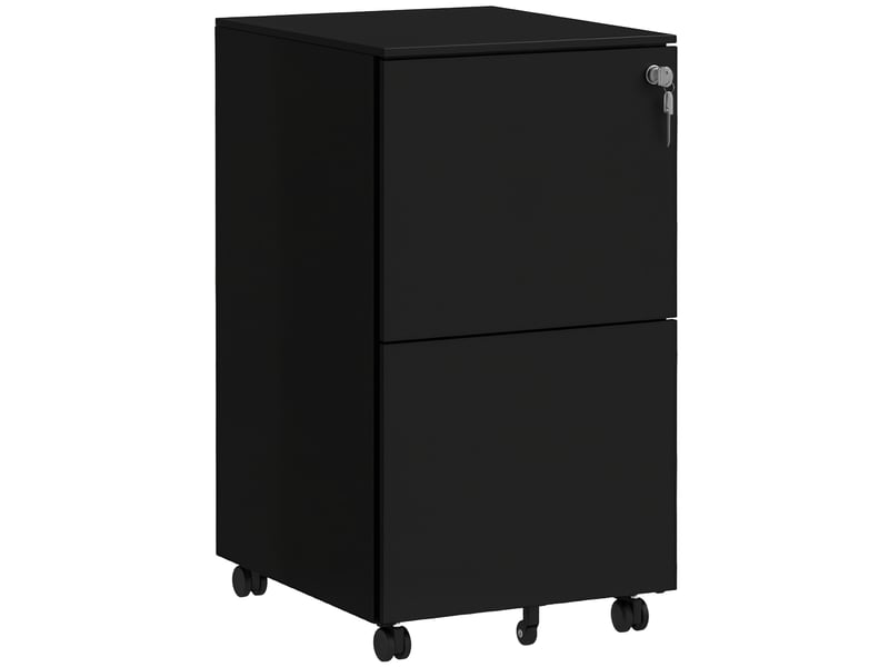  Classeur mobile à 2 tiroirs, verrouillable, sur roulettes, 37 cm x 43,5 cm x 67,5 cm, noir  - Conforama A
