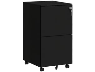 Classeur mobile à 2 tiroirs, verrouillable, sur roulettes, 37 cm x 43,5 cm x 67,5 cm, noir