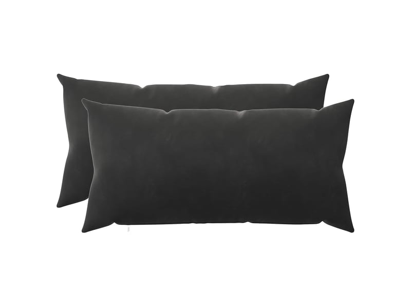 Lot de 2 coussins avec oreiller, coussins décoratifs heerlen noir velours cf50535 - Conforama A