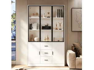 Vitrine coloris blanc 10 étagère(s) <strong>DESMIU</strong> <strong></strong> - 120 cmx200 cm