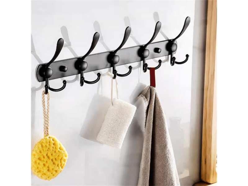  Noir) porte-manteau mural – 5 crochets assortis, robuste, en acier inoxydable, en métal pour vêtements, serviettes, sacs à main, peigno ISG004018 - Conforama B