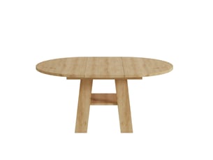 Table à manger extensible ronde 110150x110x75 cm avec rangement, chêne clair