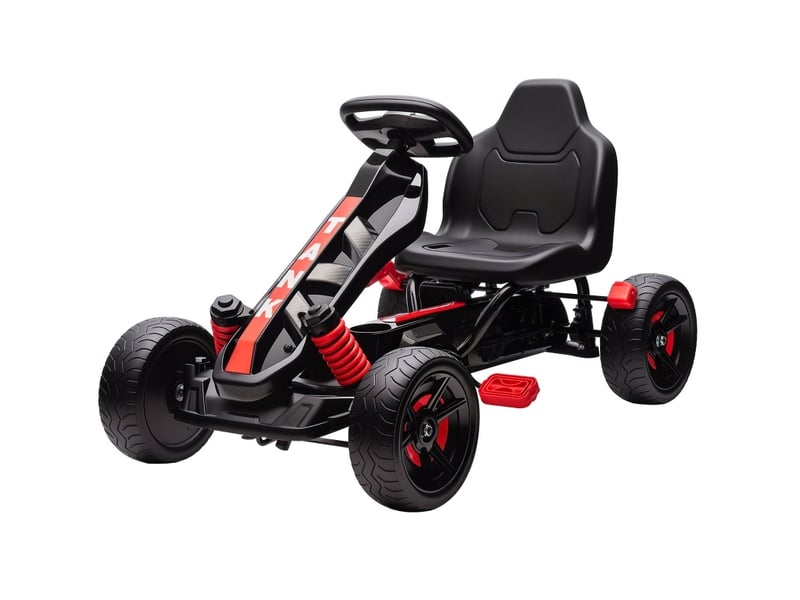  Kart à pédales enfant 100x59x60,5 cm avec frein et roues antidérapantes rouge  - Conforama A