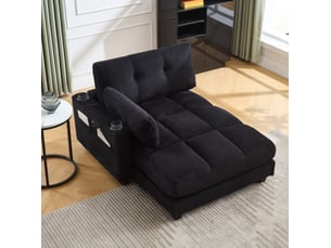 Fauteuil relax manuel  <strong>MODENVIE</strong> Velours côtelé noir