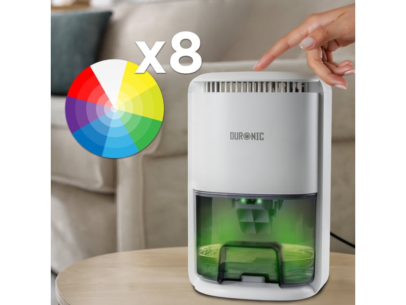 Duronic dh07 we déshumidificateur 22,5w jusqu'à 200 ml d'eau par jour réservoir d'1 litre compact et silencieux idéal pour petits espaces - Conforama E