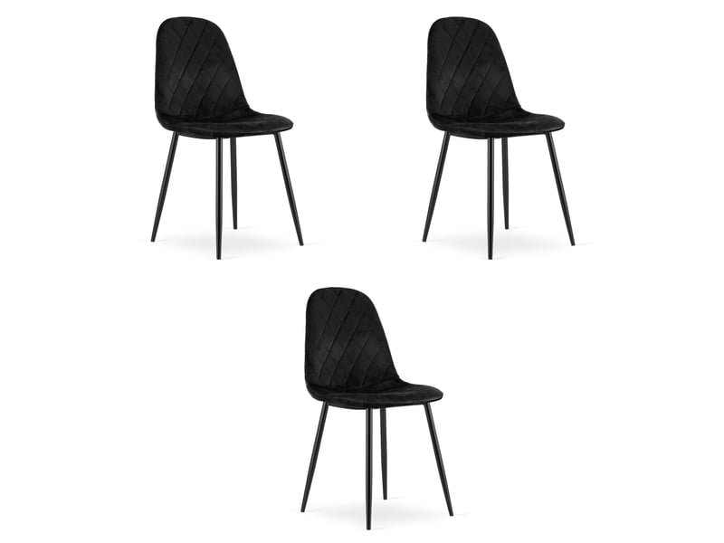 Family chaise asti - velours noir x 3  - Conforama A