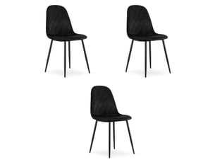 Chaise - leobert - asti - velours noir - 44,5 x 50,5 x 87,5 cm - lot de 3