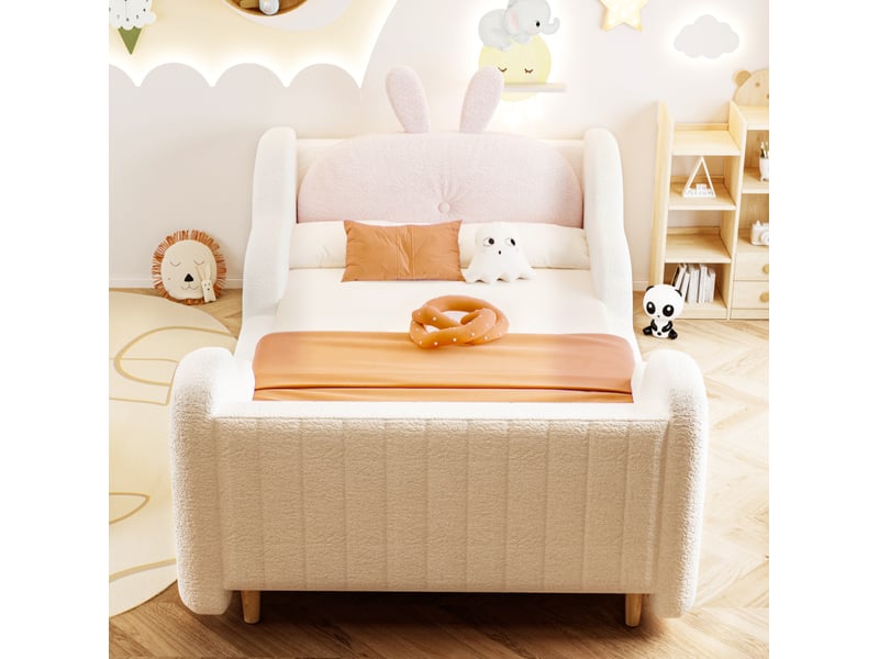  Lit enfant 90x200 cm avec coussin et côtés nuage coloris blanc  - Conforama B
