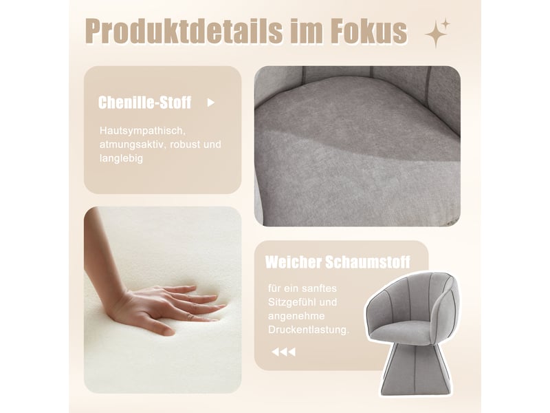  Fauteuil pivotant à 360° en tissu chenille gris W3056P449207 - Conforama E