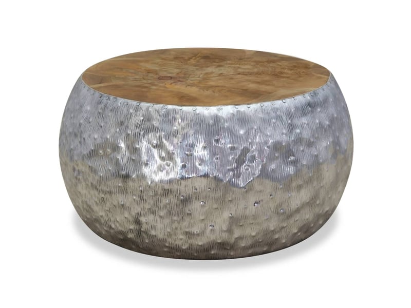  Table basse | table d'appoint salon aluminium teck 60x60x30 cm  - Conforama E