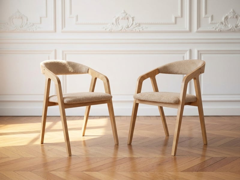  Bobochic lot de 2 chaises en bois de chêne prisca tissu bouclette beige PRISCA - Conforama B