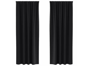 Lot de 2 rideaux occultants, rideaux black-out avec anneaux noir 245 x 140 cm cf44716