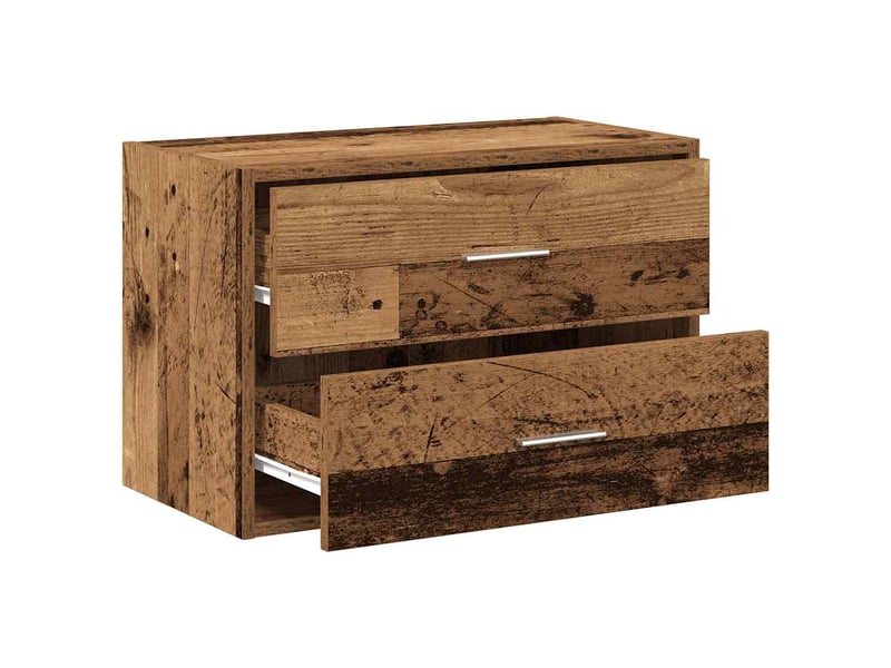  Armoire à tiroirs, commode avec 2 tiroirs vieux bois 60x31x40 cm bois d'ingénierie  - Conforama E