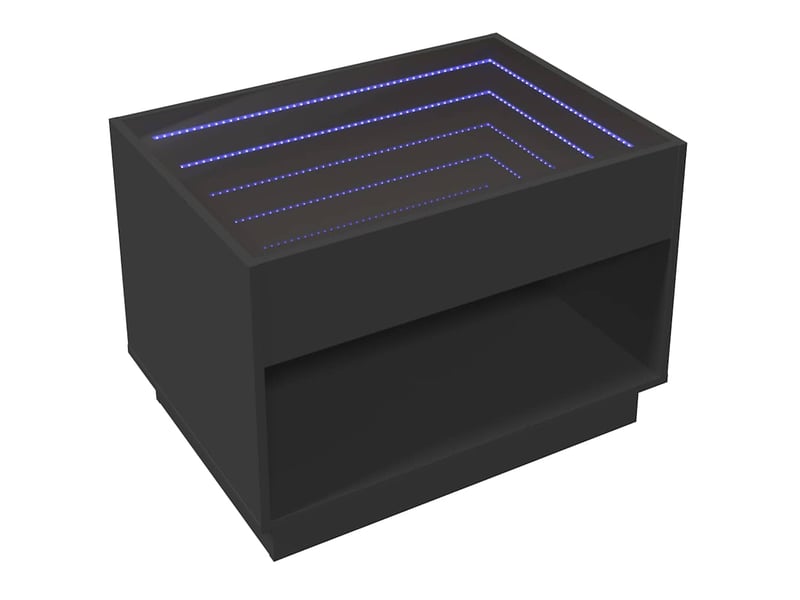  Table basse - table de salon - table à thé avec led infini noir 70x50x50 cm  - Conforama E