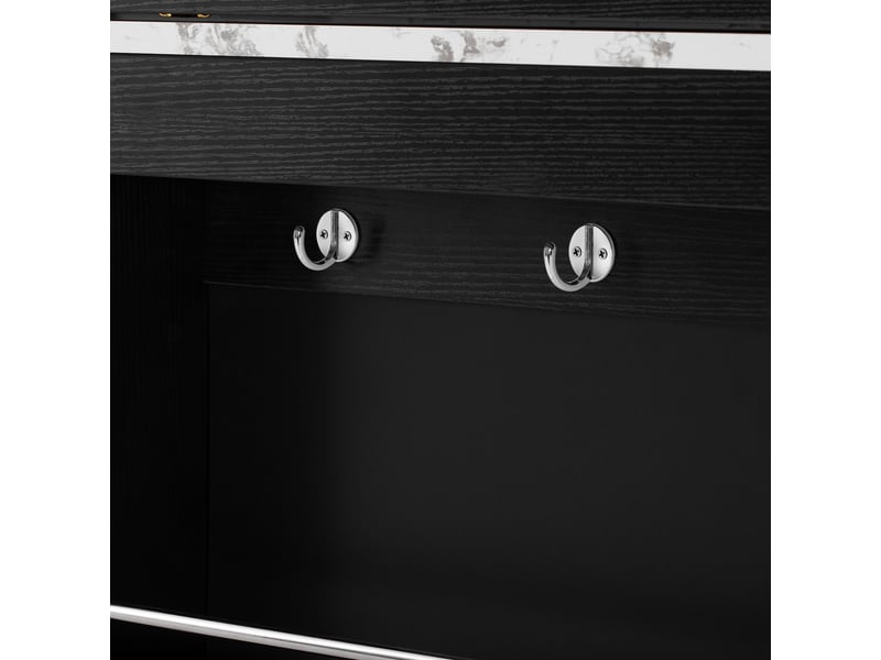  Desserte de cuisine extensible avec rangement et prises 83×46 à 146,5×96 cm en mdf noir  - Conforama D