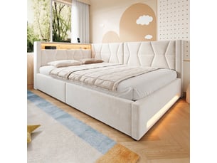 Lit coffre 140x200 cm coloris beige