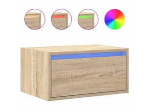 Table de chevet, table d'appoint murale avec lumières led chêne sonoma