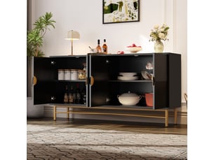 Buffet 4 porte(s) 0 tiroir(s) MERAX buffet noir - 160 cm coloris noir