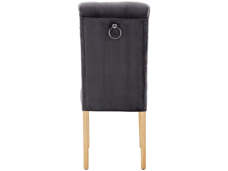  Lot de 2 chaises de salle à manger,63x43x100 cm,avec pieds en chêne,velours,gris  - Conforama D