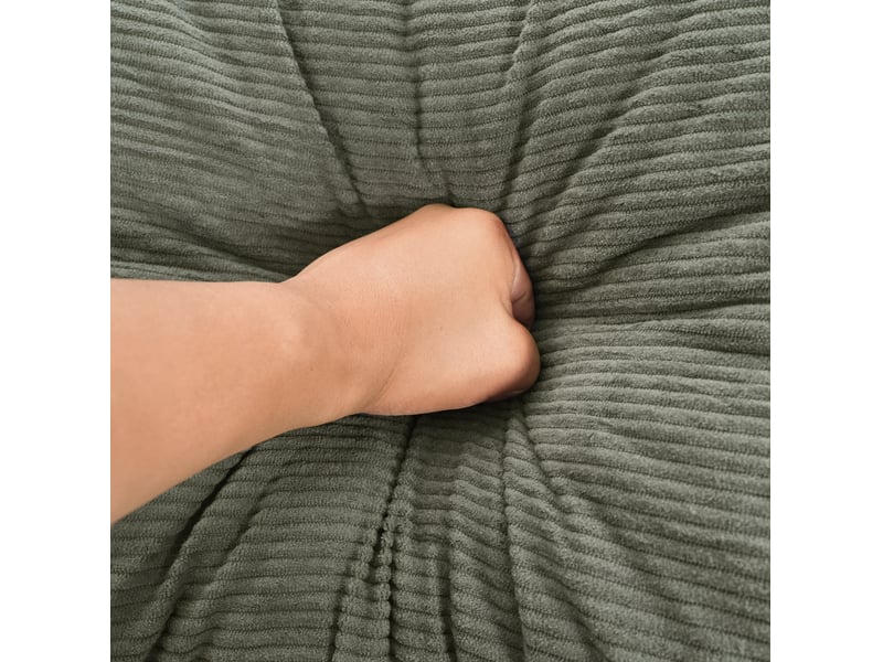  Fauteuil relax ovale avec assise profonde et design minimaliste, en velours côtelé vert  - Conforama E