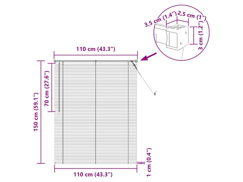  Store vénitien, store de fenêtre blanc 150 x 110 cm 25 mm pvc cf47732  - Conforama E