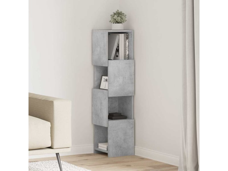  Meuble d'angle, meuble de rangement salon 25,5x25x102cm bois d'ingénierie gris béton  - Conforama B