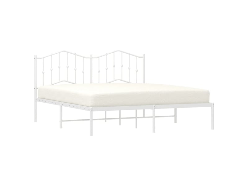  Lit double- lit adulte -  cadre de lit métal sans matelas et tête de lit blanc 160x200 cm  - Conforama B