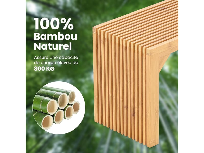  Costway banc bout de lit en bambou, banquette avec plateau à lattes, charge 300kg, 90 x 33 x 43 cm (naturel)  - Conforama C