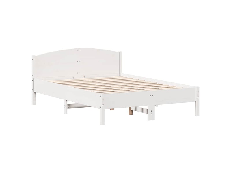 Lit double- lit adulte -  cadre de lit sans matelas blanc 120x200 cm bois de pin massif  - Conforama D