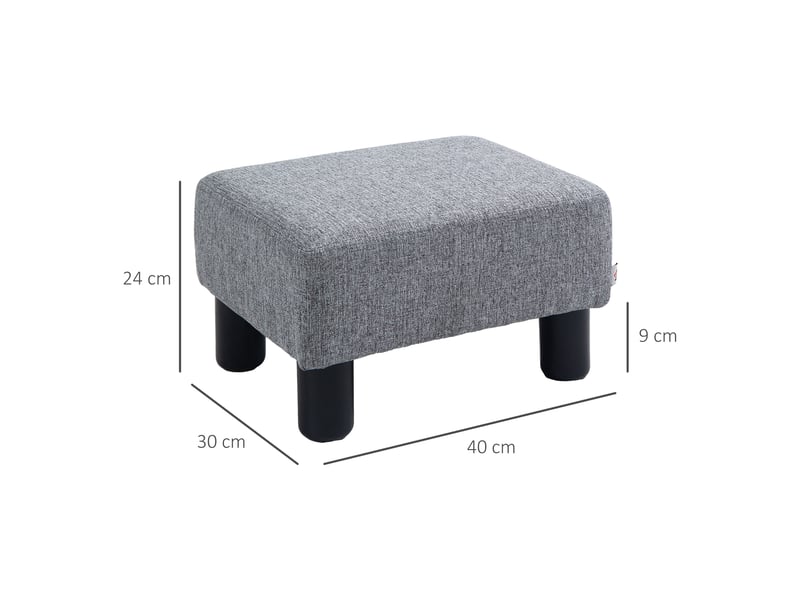  Pouf repose-pied tabouret bas en tissu de lin capacité de charge 110 kg gris 40 x 30 x 24 cm  - Conforama C