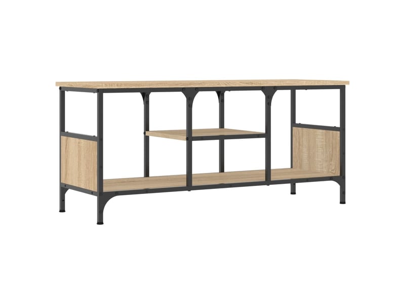  Meuble tv - banc tv - meuble de rangement chêne sonoma 100x35x45 cm bois d'ingénierie et fer  - Conforama A