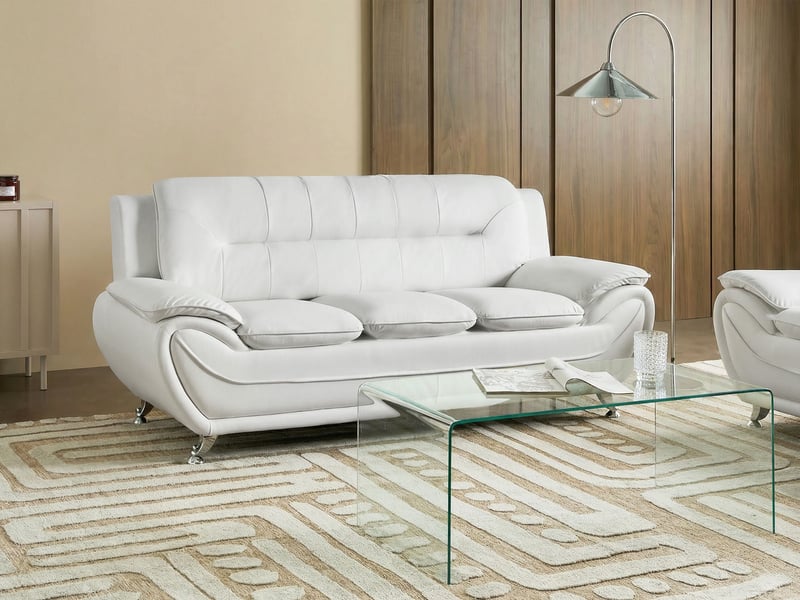 Canapé 3 places leira cuir pu blanc  - Conforama B