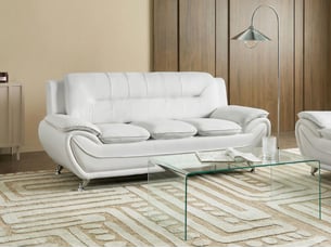 Canapé droit fixe <strong>BELIANI</strong> <strong></strong> 3 places 100% Cuir blanc avec coffre de rangement