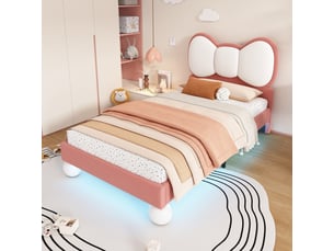 Lit simple 90x200 cm <strong>MERAX</strong> <strong>lit enfant rose</strong> coloris rose