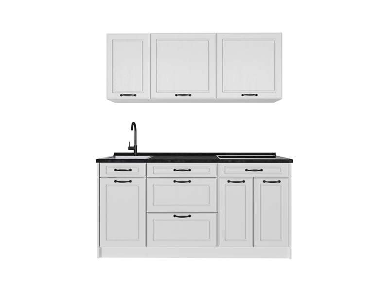  Vicco cuisine, blanc campagneblanc, 160cm plan de travail anthracite  - Conforama A