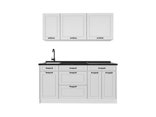 Vicco cuisine, blanc campagneblanc, 160cm plan de travail anthracite