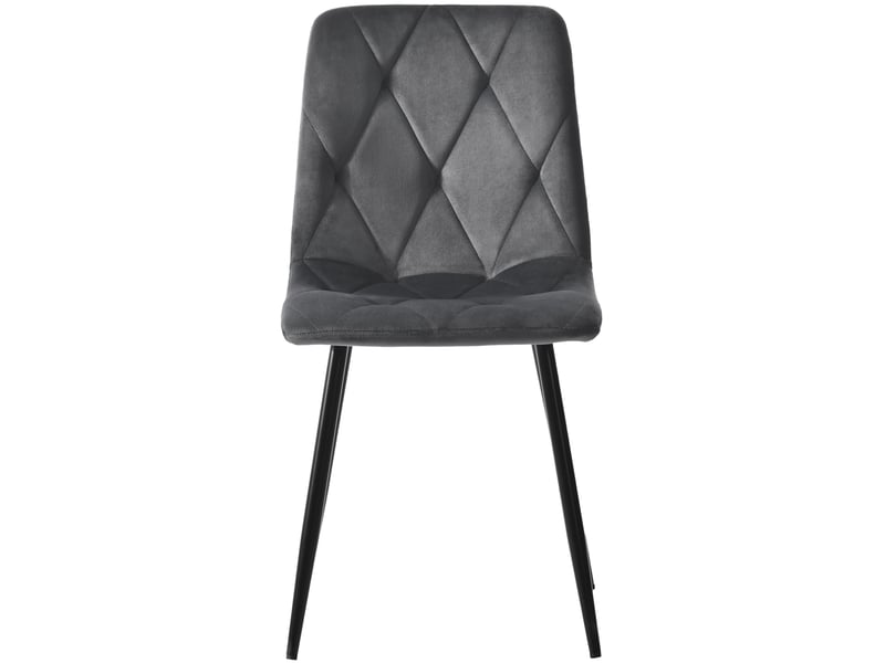  Lot 4 chaises salle à manger velours gris foncé, assise rembourrée + pieds métal – design moderne  - Conforama A
