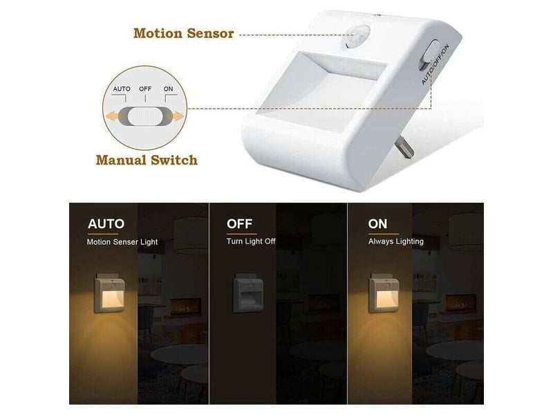  Lot de 2 veilleuses led prises, automatiques et dimmables, détecteur de mouvement, 3500k pour chambre  - Conforama D