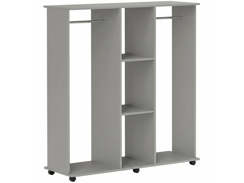  Portant à vêtements ouvert mobile 120 x 40 x 128 cm avec rangements, gris  - Conforama A